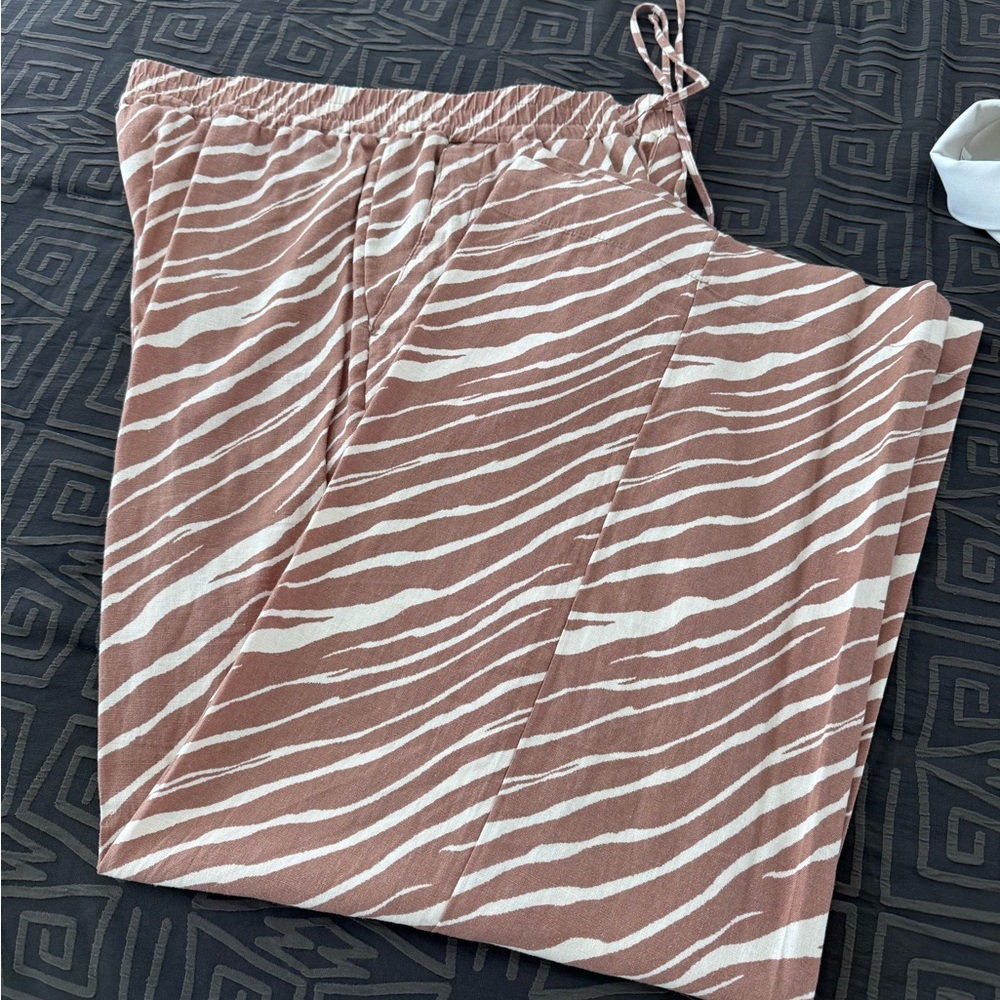 a new day Zebra Print Wide Leg Pants - Pink and White